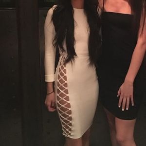 White Long Sleeve Bandage Dress